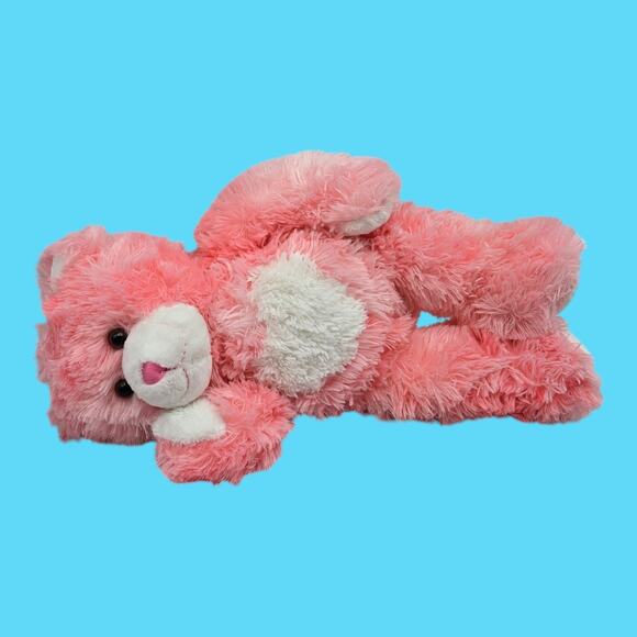Shaggy Pink Stuffed 15" Teddy Magnetic Paws Build-A-Bear Plush Embroidered Heart - Picture 8 of 14